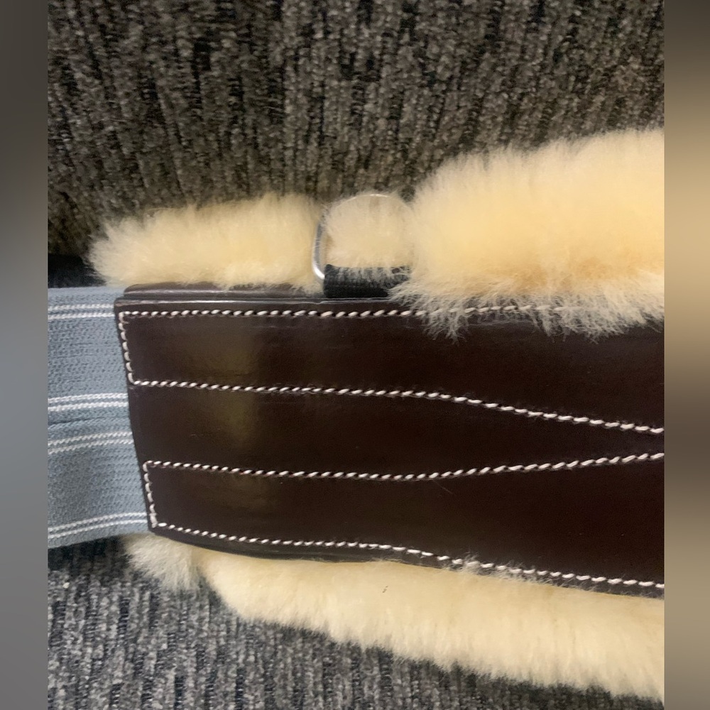 Brown Leather Pet Harness with Cream Sheepskin Trim - Picture 9 of 15